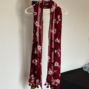 Kate Spade Burgundy Floral Scarf